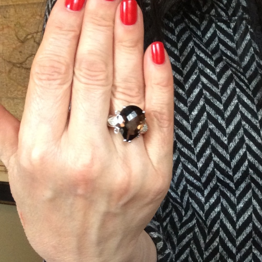 8k Smokey Quartz and Diamond Ring